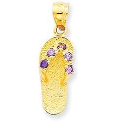 14k Gold June/CZ Birthstone Flip Flop Pendant
