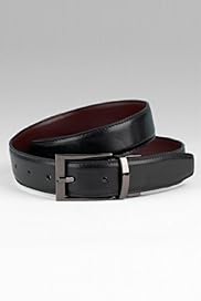 Gunmetal Rectangular Buckle Prong Reversible Belt