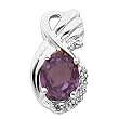 14K White Gold Fancy Cut Amethyst and Diamond Pendant