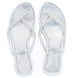 Medium White Sandal with Crystal Woven Strap