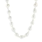 Sterling Silver Baroque White Freshwater Cultured Pearl Necklace (11-15mm), 18