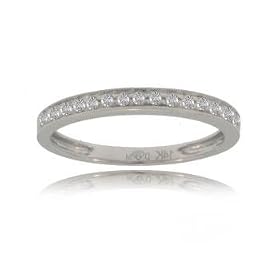 Ladies 14k White Gold Stacking Ring w Genuine Diamonds