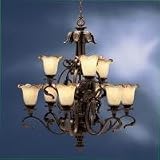 Carre Bronze Nine Light Dinette Chandelier