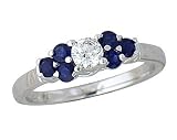 14kt White Gold Diamond and Sapphire Women's Ring