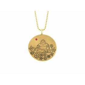 Large Gold Buddha Charm with Ruby by Heather Moore