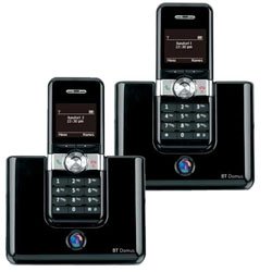Childrens Toyshop  Electronics : BT Domus Twin Handset Dect Cordless Phone - Black & Silver