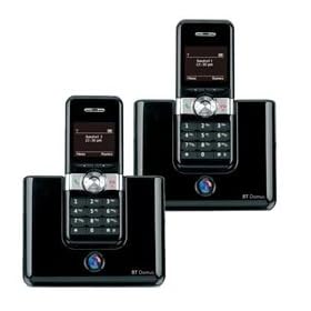 BT Domus Twin Handset Dect Cordless Phone - Black & Silver