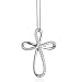 Sterling Silver round diamond cross pendant necklace (HI, I1-I2, 0.15 carats)