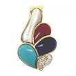 14KT Pendant Turquoise Blue Agate Coral MOP & Diamond
