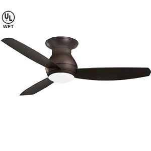 Emerson Fans CF152ORB 52″ Curva Sky Contemporary Outdoor Flush Bronze Ceiling Fan w/ Light & Remote