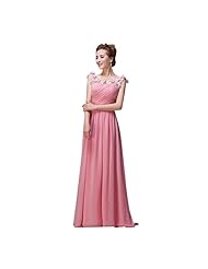 Pleated Jeweled Lace Floor Length Chiffon Evening Dress/Prom Dress 