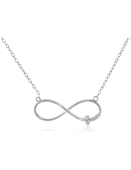Sterling Silver Cubic Zirconia Infinity Cross Necklace, 18"