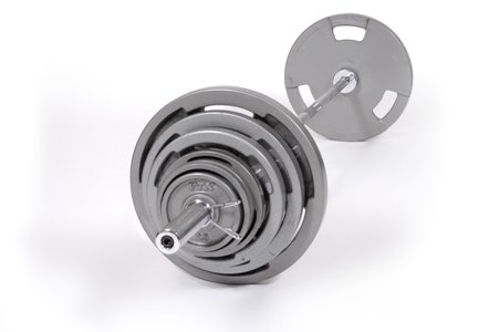 VTX 300 Pound Weight Set with Weight Bar and Collars - Easy to Grip Weight Plates