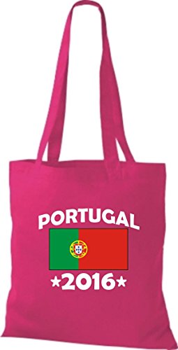 ShirtInStyle Stoffbeutel Baumwolltasche Portugal 2016 Ländertasche, Farbe Pink