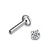 Areke Women's Stainless Steel Cubic Zirconia Piercing Unisex Labret Small Lip Ring/ Tragus/ Helix Earrings Color White