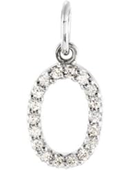 14K White Gold .07 cttw Diamond Number 0 Charm