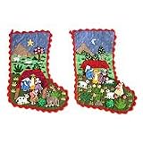 NOVICA Applique Christmas stockings, 'Christ is Born'