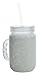 Mason Jar Frosty Freezer Mugs, Double Wall, Gel with Lid and Straw, 20oz (Clear)