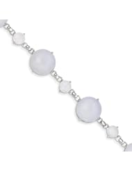 Sterling Silver Blue Chalcedony Circle Bracelet