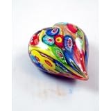 Hand Glass Art Colorful Rainbow Striped Heart Paperweight PW-6141