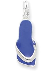 Sterling Silver Blue Enameled Flip-Flop Charm