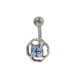 Classic Belly Ring Surgical Steel with Blue Cz Jewels