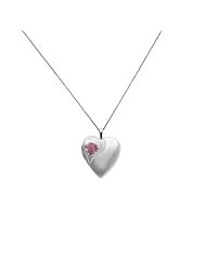 Sterling Silver 20mm with Enameled Rose Heart Locket