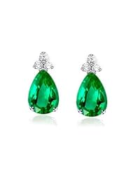 2.75Ct Pear Cut Emerald & Diamond Hanging Earrings 18k Gold
