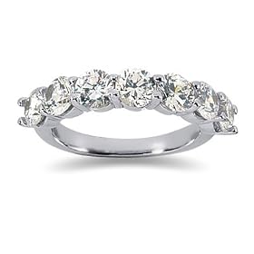 2.45 Prong Set 7 Stone Diamond Wedding Band in 14K White Gold