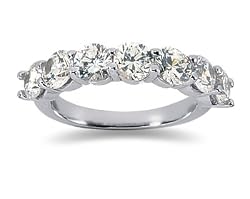 2.45 Prong Set 7 Stone Diamond Wedding Band in Platinum