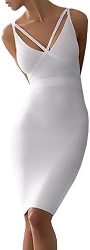 ShijiaBaby Women's White Sexy Spaghetti Straps Bandage Dress Small