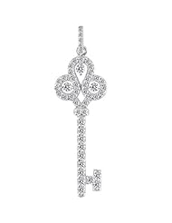 14K White Gold Diamond Crorwn Key Pendant (0.69ctw - FG Color - SI2 Clarity)