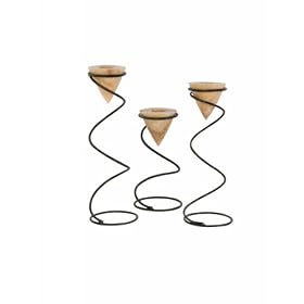 Onyx Twist Candleholders - (Set of 3) by -