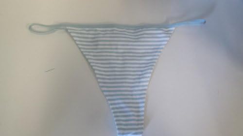 3 Pack Baby Blue and White Stripes Cotton Thongs Size M