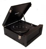 1960's / 1970's Retro Nostalgic Music Centre: Steepletone SRP1R-11 Black Music Centre with turntable plays 33 / 45 & 78's + MW / FM Radio - Black Leatherette Finish