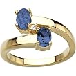 14K Yellow Gold Iolite and Diamond Ring
