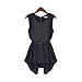 Aokin Women's Chiffon Slim Sleeveless Shirt Tops Blouse Belt Included