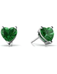 Created Emerald 14kt White Gold Stud Earrings