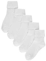 5 Pairs of Cotton Rich Turn Over Top Socks