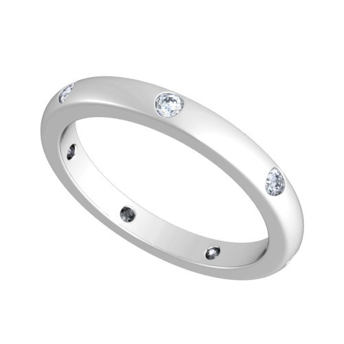 18k White Gold Bezel set Diamond Semi Eternity Wedding Band Ring (G-H/SI, 0.21 ct.)