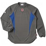 MLB Chicago Cubs Adult Long Sleeve Crew Tech Fleece Pllovr (Pro Granite/Pro Royal, Small)