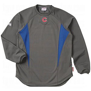 MLB Chicago Cubs Adult Long Sleeve Crew Tech Fleece Pllovr (Pro Granite/Pro Royal, Large)
