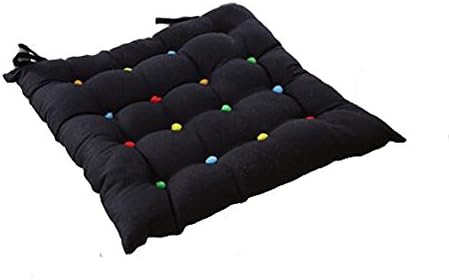 Lovely Colorful Point Double-sided Canvas Chair Cushion Pad Thicken Soft Student Home Office Seat Cushions (Black)
