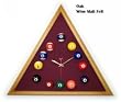 Oak Triangle Billiard Clock Wine Mali Felt - Game Room Products > Neon Clocks > Novelty Clocks