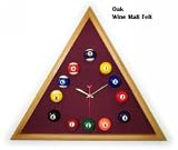 Oak Triangle Billiard Clock Wine Mali Felt - Game Room Products > Neon Clocks > Novelty Clocks