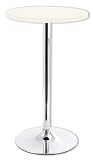 Bartisch verchromtes Gestell, Tischplatte aus weiß lackiertem MDF, Höhe 102cm x Durchmesser 60cm, H