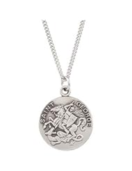 CleverEve Designer Series Sterling Silver Saint George Medal Necklace w/ 18" Chain