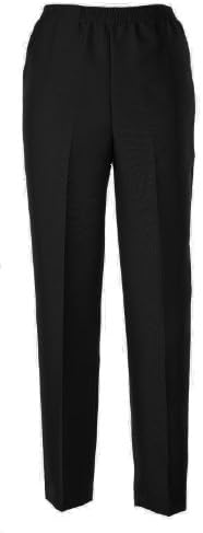 Poly Gaberdine Slacks - Pull On Style with Elastic Waist _ Wide Range of Sizes (20W, Black)