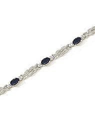 14kt Yellow Gold Oval Blue Sapphire and Diamond Bracelet