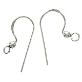 Silver Plated Copper French Wire Earring Straight Hooks With Ball (20)